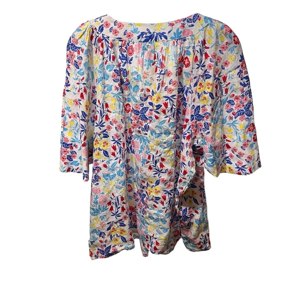 Charter Club 100% Linen Vibrant Floral Blouse XXL - Picture 4 of 10